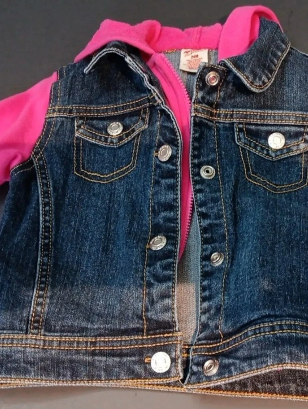 Girls Dark Blue Denim Overall Dress with Heart Front Pocket